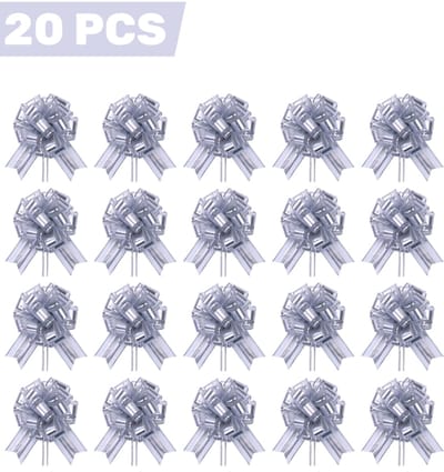 20 stuks - Metallic trekstrikken in zilver - Cadeaulinten voor kerst- en verjaardagsgeschenken - Decoratieve strikken voor bloemenboeketten, fruitmanden en cadeauverpakkingen