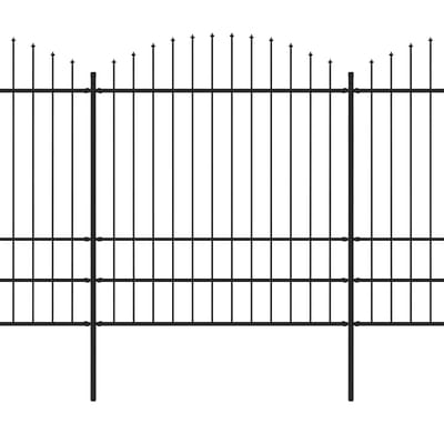 vidaXL - Tuinhek - met - speerpunt - staal - 337x200 - cm - zwart