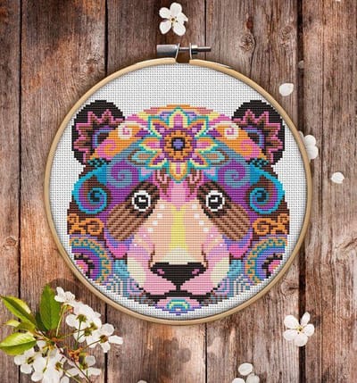 Borduurpakket MANDALA BEER - telpatroon om zelf te borduren - geschikt voor beginners