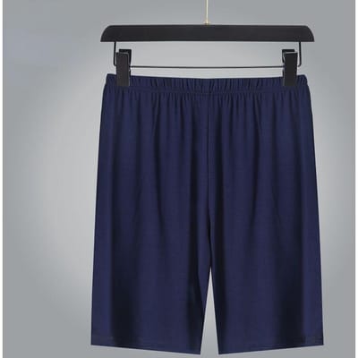Heren Pyjamabroek Zomer Dunne Stijl Modal Grote Maat Plus Dikke Shorts Huisbroek Losse Pyjamabroek Middelbare Leeftijd en Ouderen Vijfpunten XL marineblauwe kleur