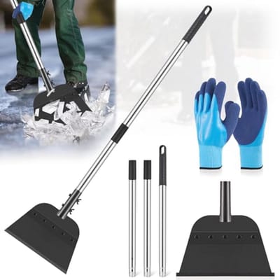54 Inch Sneeuwschep - Lichtgewicht Stalen Platte Schop met Tuinhandschoenen voor Onderhoudswerkzaamheden