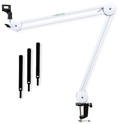 Tafel Microfoonarm - Scharnierarm Statief - Podcast Opnames - Verstelbare Positie - 100cm Bereik - Wit
