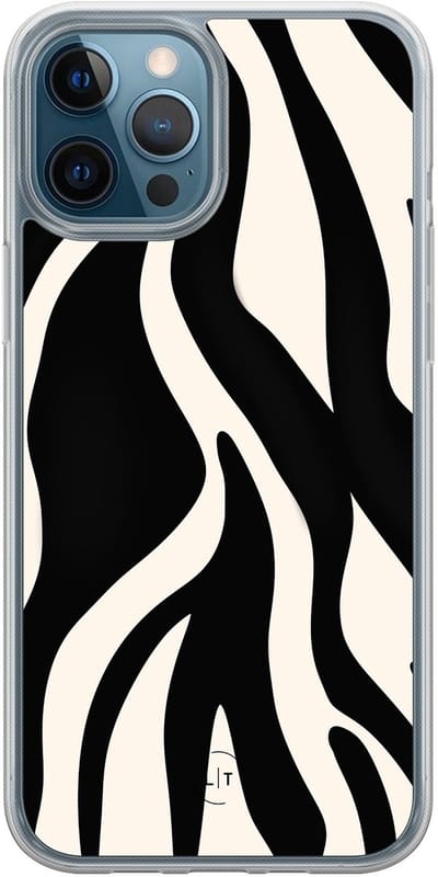 Hoesje geschikt voor iPhone 12 - Zebra - 2in1 backcover - Print / Illustratie - Zwart - Leuke Telefoonhoesjes
