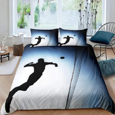 Volleybal Beddengoed Set Sporten King Queen Dekbedovertrek Jongens Meisjes Bal Thema Vuur en Water Dekbedovertrek Polyester Quiltovertrek 140X200cm 2pcs