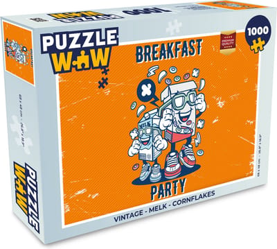Puzzel Vintage - Melk - Cornflakes - Legpuzzel - Puzzel 1000 stukjes volwassenen