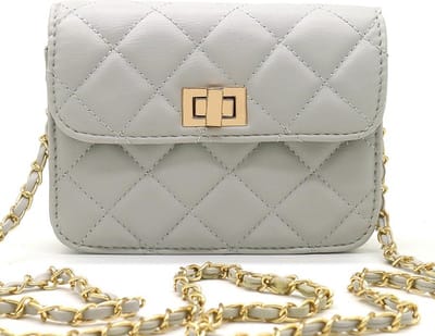 Tas Dames - Quilt - PU Kunstleer - 17,5x13x5,5 cm - Grijs