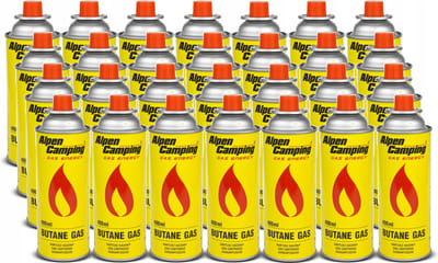 Alpen Camping - Set van 28 stuks - Gaspatroon 400 ml | Certificaat: Pi 0875 | EN417 compliant, isobutaan, werkbereik -10 ° C tot + 40 ° C, IK004