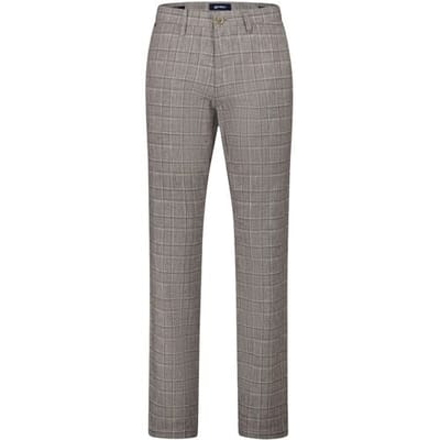Gardeur Broek Tyrell Superior Linnen Check Donker Beige / male