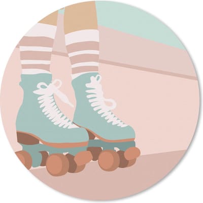 Muismat rond 20x20 cm - Mousepad Zomer - Rolschaatsen - Abstract - Ronde muismatten