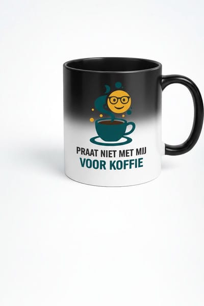 “Praat Niet Met Mij Voor Koffie” Black Magic Mok – 330ml Warmtegevoelige Koffiemok – Grappige Ochtendhumeur Mok – Cadeau voor Koffieliefhebbers