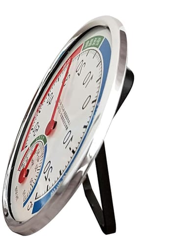 Analoge Thermo-hygrometer - Temperatuur Vochtigheid Meter - Omgevingsbewaking - Zonder Batterijen - 13 cm Diameter - Wit