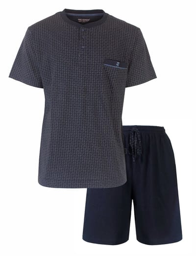 Paul Hopkins Heren Shortama - Geprint Dessin - Pyjama Set - Blauw - Maat M