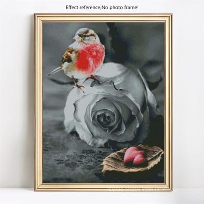 Broderie Diamant 5D Ronde Complète DIY Fleur de Rose Point de Croix Peinture Diamant 20X30CM gray