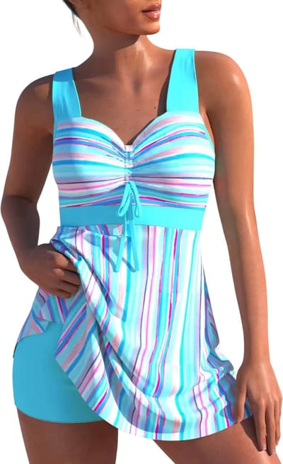 Sneldrogende Strandshort Dames – Rok Stijl Bikini Zwemkleding, Modieus Zwempak en Zwangerschaps Cover-up, Zwangerschapsbadpak voor Strand en Zwembad - Blauw - Maat S