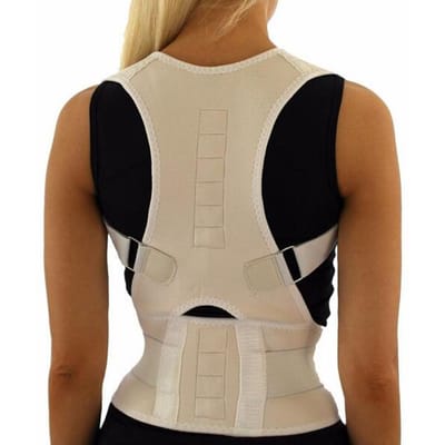 Ceinture correctrice de posture magnétique réglable Support dorsal pour soulager la douleur aux épaules et lombaire S beige