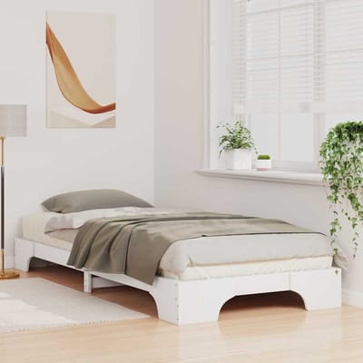 vidaXL - Bedframe - Wit - 80 - x - 210 - cm - Massief - grenenhout
