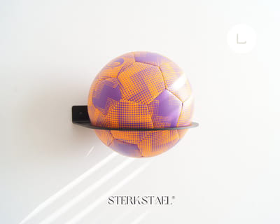 STERKSTAEL Balhouder Ball Noir - Industriële balhouder voor aan de muur - wandbevestiging - diameter ø 20 cm - kleur zwart - poedercoating - voetbalhouder - baldrager - staal - 1 stuk