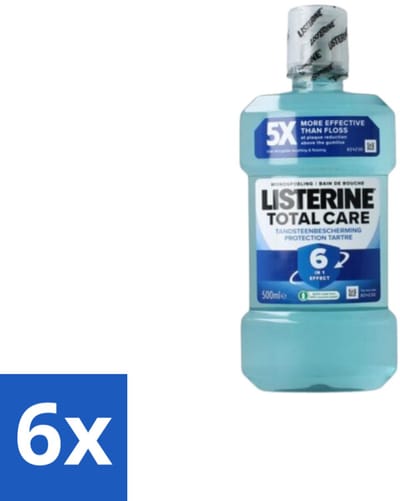 6 x Listerine – Mondwater – Total Care – Bescherming tegen tandsteen – 500 ml - Mondwater - Tandsteen - Tandenpoetsen - Mondhygiëne - Tandplak