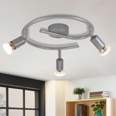 NETTLIFE Opbouwspot GU10 - 3-Lichts - zilver - rond - Vintage Plafondlamp - draaibar Plafondspot - voor Keuken | Hal | Woonkamer - Zonder lamp - L 28cm