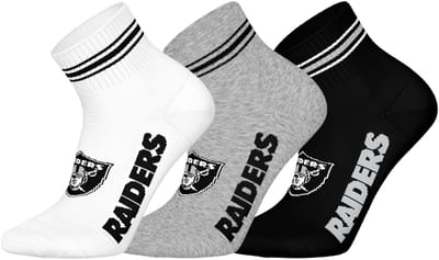 NFL LAS VEGAS RAIDERS Quarter Socks - 3-pack - Wit/Grijs/Zwart - Maat 43/46