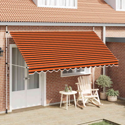 vidaXL - Luifel - handmatig - uittrekbaar - 400 - cm - oranje - en - bruin