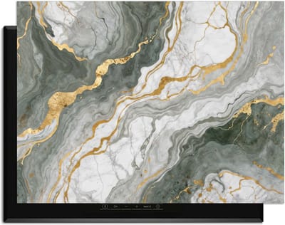 KitchenArt - Luxurious Marble Green – Inductie Beschermer - 78x52 cm - Kookplaat Beschermer - Luxe Afdekplaat Inductieplaat - Anti-slip & Oprolbaar - Beschermmat Inductiekookplaat