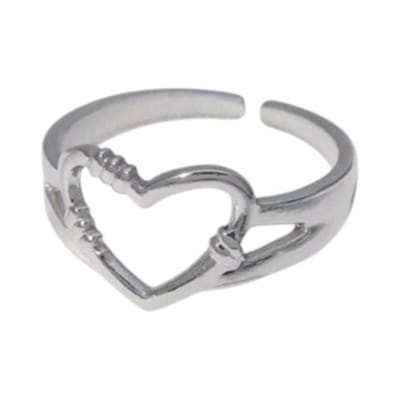 Rvs sieraden - verstelbare RVS ring met open hartje - tijdloos design