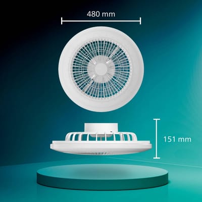 Philips Amigo Plafondventilator - Ingebouwde LED-lamp - Wit en gekleurd licht - Dimbaar - 20W+40W - Inclusief afstandsbediening - 4400 Lumen - Diameter: 480mm