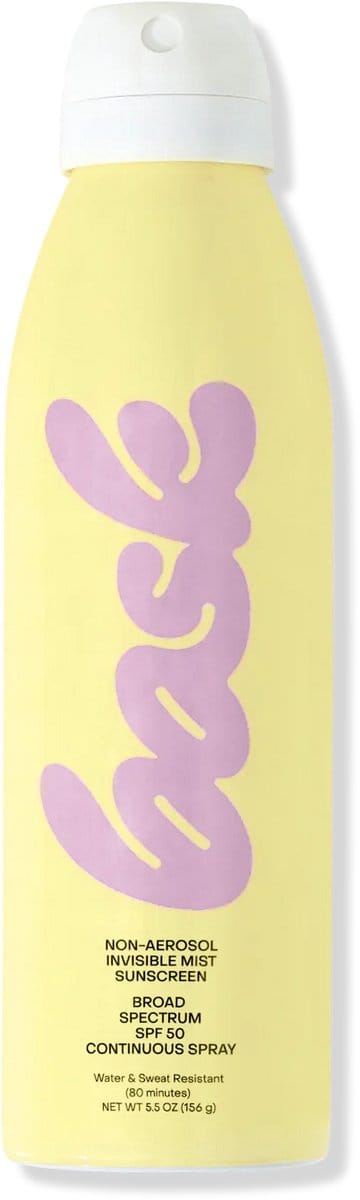 Bask SPF 50 Non-Aerosol Spray - Zonder Witte Waas – Vanille & Kokosgeur – 156 gram - AMICI Cosmetics - Zonnebrand - Natuurlijke zonnebrand - Zonnebrandcreme - Vegan & Reef-Friendly – Geschikt voor Gevoelige Huid – Waterresistent
