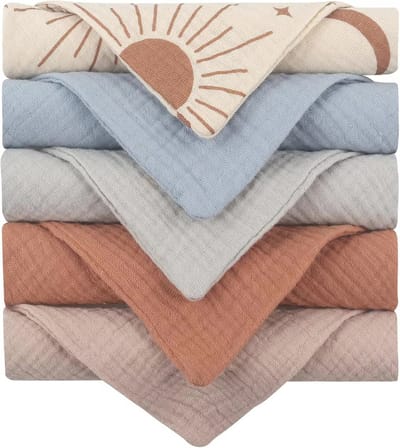 Luxe Mousseline Luiers 5-pack | Baby Spuugdoeken in Neutrale Kleuren