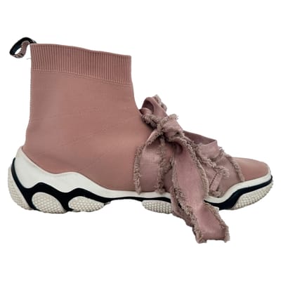 RED Valentino Glam Run Gebreide Hoge Sneakers in Roze Katoen