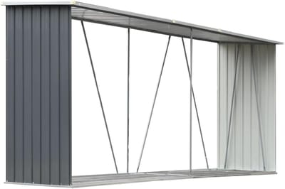 Tuinhuis Schuur - Opbergrek Hout - Brandhout Opslag - Verhoogde Bodem - 330 x 84 cm - Grijs