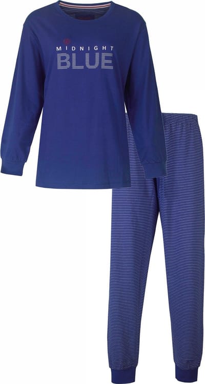 Irresistible Dames Pyjama - Lange Mouwen - Kobalt Blauw - Maat S
