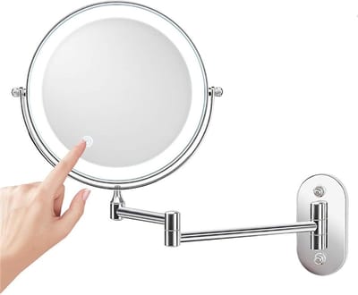Verlichte make-upspiegel - Wandspiegel - Gedetailleerde verzorging - Aanraakdimfunctie - 8 inch - Chroom