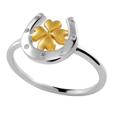 Orphelia 'Signature' Dames 925 Sterling Zilveren Ring - Zilver/Goud ZR-7517