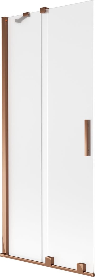Mexen Velar douchescherm 2-delig schuifbaar 80 x 150 cm, ijsglas, roze goud - 896-080-000-31-60