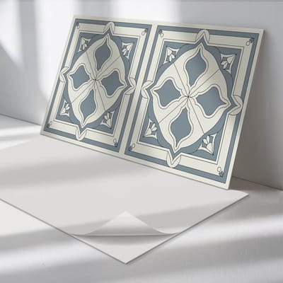 Wallfluent Vinyl Tegels - Bloemenpatroon op tegels Wand PVC Tegels - 40 cm x 20 cm - Grijs Vinyl Tegels - Verpakking van 10 stuks - Rechthoek PVC Tegels - Texturen Plaktegels - Vinyl Tegels Zelfklevend - Plaktegels Keuken en Badkamer