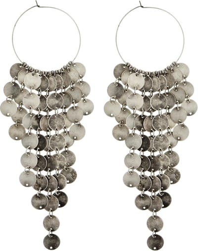 Behave - Oorringen met ronde hangers oud-zilver kleur 14 cm - Nikkelvrij - Trendy sieraden