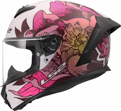 LS2 Helm Rapid III Poppies II FF820 wit / roze maat 3XL