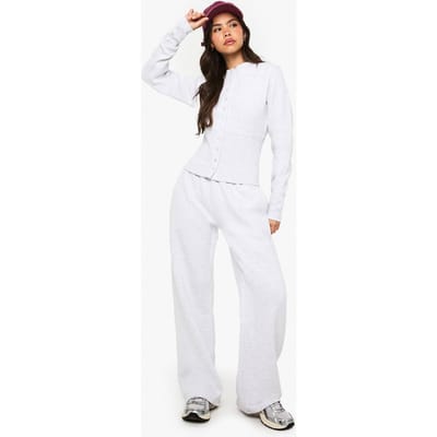 boohoo Dames Diepe zoom Popper Bomber Sweatshirt Trainingspak | Asgrijs | Maat: Large