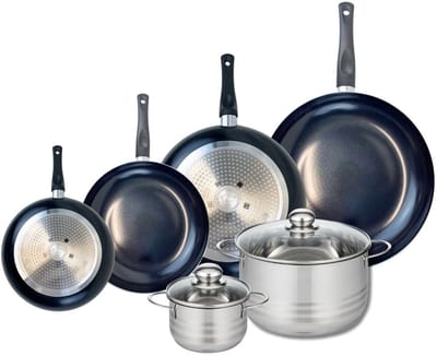 Set van 4 Koekenpannen 20, 24, 28 en 32 cm en 2 kookpotten 14 en 24 cm Elo Prima Brillant