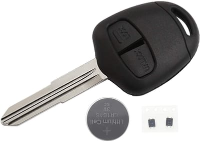 Dailygoods - Afstandsbediening Sleutelhanger - Reparatie Kit - Zwart - 2 Knoppen - Geschikt voor Grandis Outlander Lancer - 1 stuk
