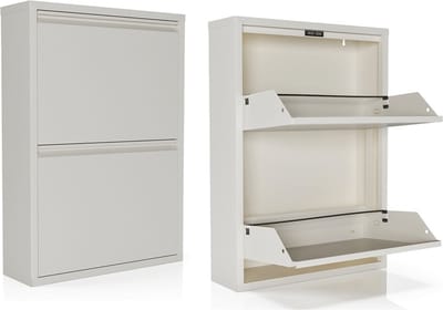 Schoenenkast Bodi 2-vaks Wit (set van 2)