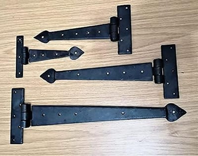 Handgesmeed T-scharnier riem scharnier bijenwas pijlpunt 6 inch 9 inch 12 inch 15 inch 18 inch verkocht in paren zwart
