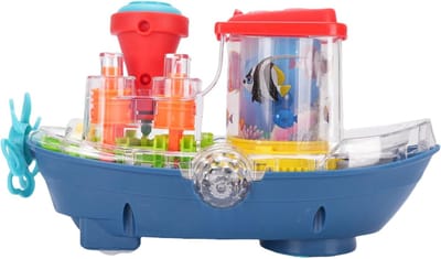 Elektrisch Speelgoed Schip - Bewegend Speelgoed - Kinderspel - Automatische Richtingsverandering - 19.99 x 11.99 x 9.98 cm - Transparant