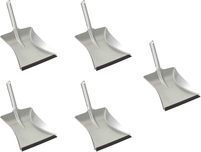 5X Stoffer en blik Zilver Verzinkt met rubberen lip voor fijn stof - Stoffer en blik Metaal Stoffer en blik voor vegen kolenschep handveegset stoffer en blik stoffer en blik - Camping bezem en blik