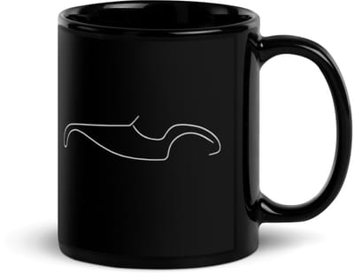 De2pktjes - Zwarte Keramische Mok – Silhouette Collectie “Burton Sportscar Lijnkunst”