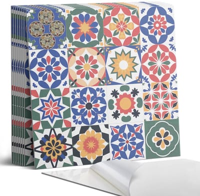 Coloray Plaktegels - Mozaïekpatronen in rijen Portugese Tegels - 30 cm x 30 cm - Rood Plaktegels - 9 stuks - Vierkant PVC Tegels - Plaktegels Keuken - Zelfklevende Vloertegels - Vinyl Tegels Zelfklevend - Zelfklevende Tegels