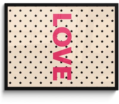 Poster in lijst - Fotolijst 80x60 cm - Posters - Love - Stippen - Roze - Posterlijst zwart - Decoratie - Wanddecoratie woonkamer - Muurdecoratie slaapkamer