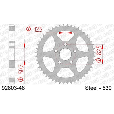 Stalen motortandwiel achteraan Afam 530 48 dents